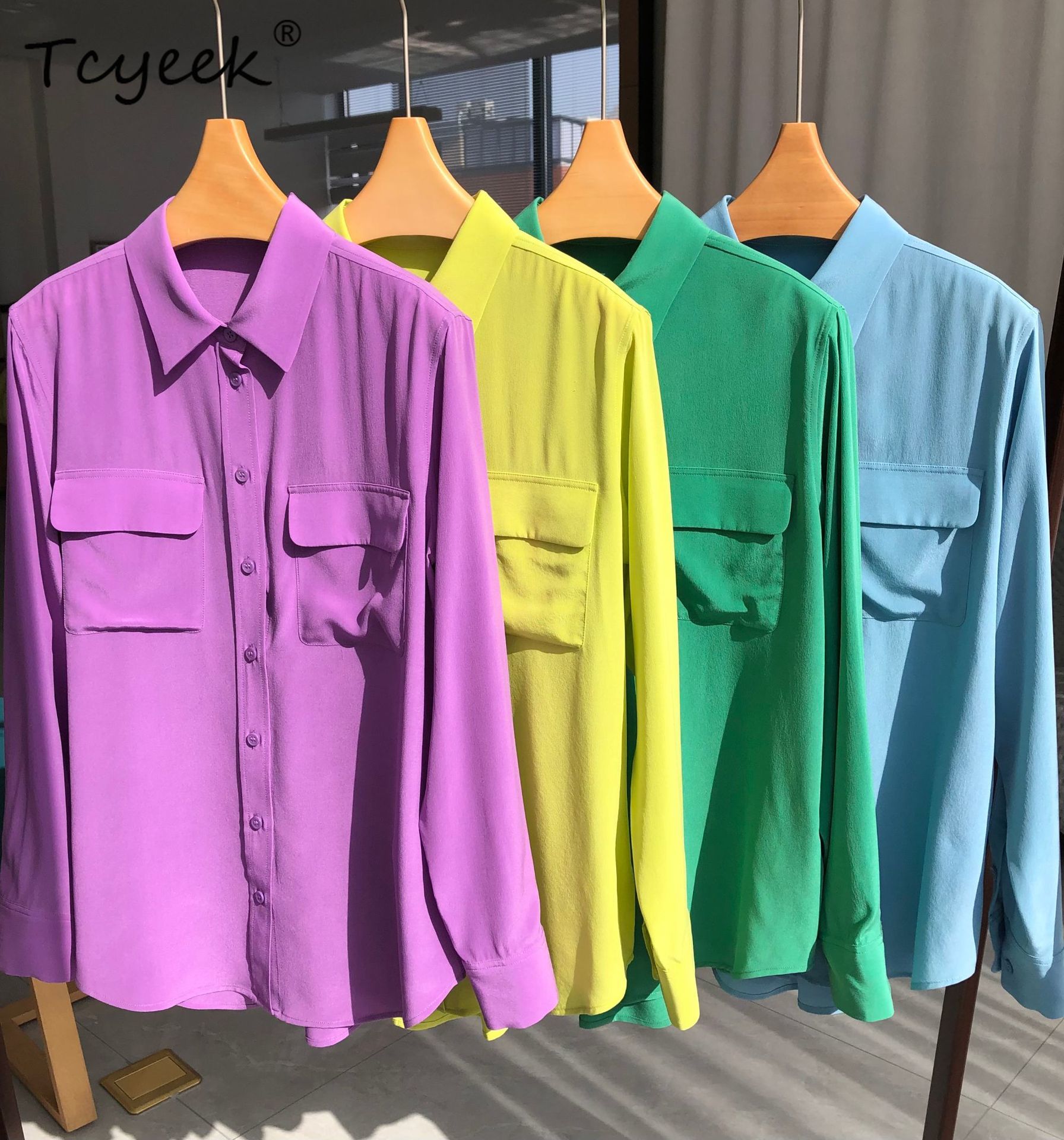 Silk Blouse Button - Tcyeek 18Mm 100%Real Sandwash Silk Shirts