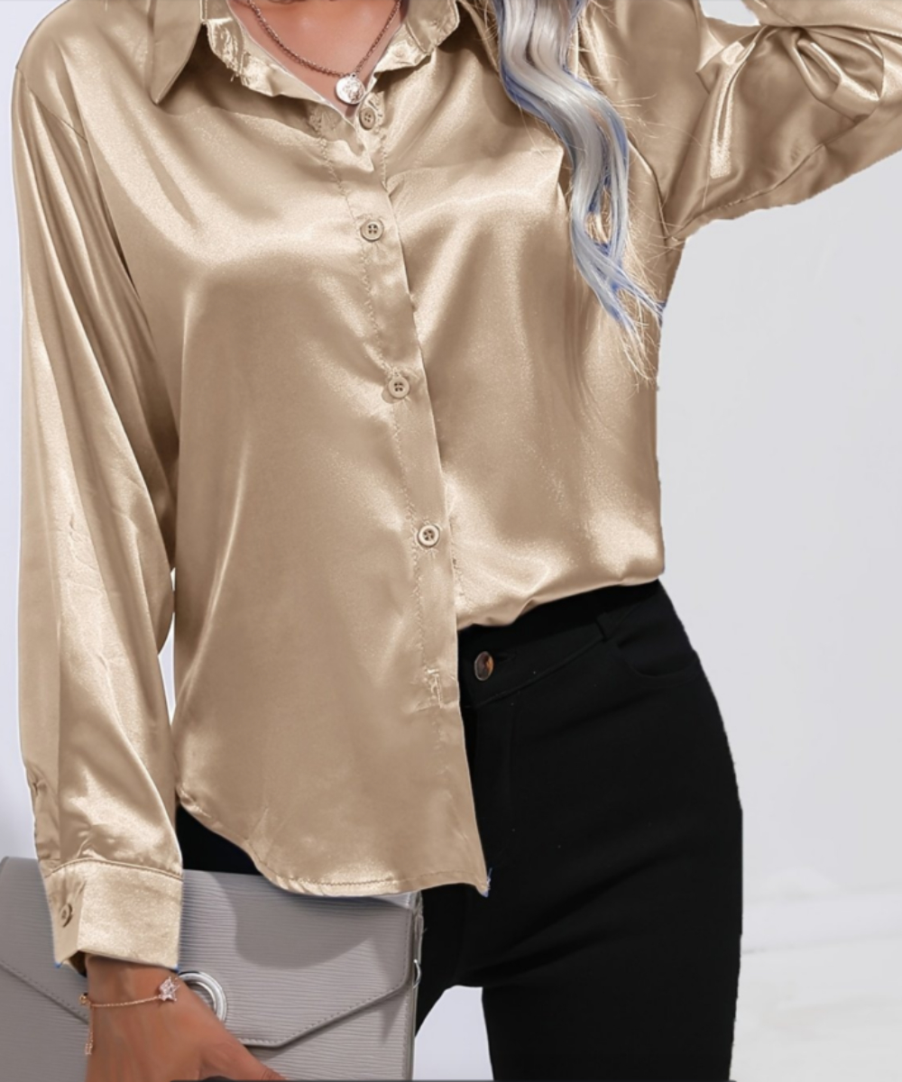 Silk Blouse Button - Plus Size Casual Women Silk Shirt