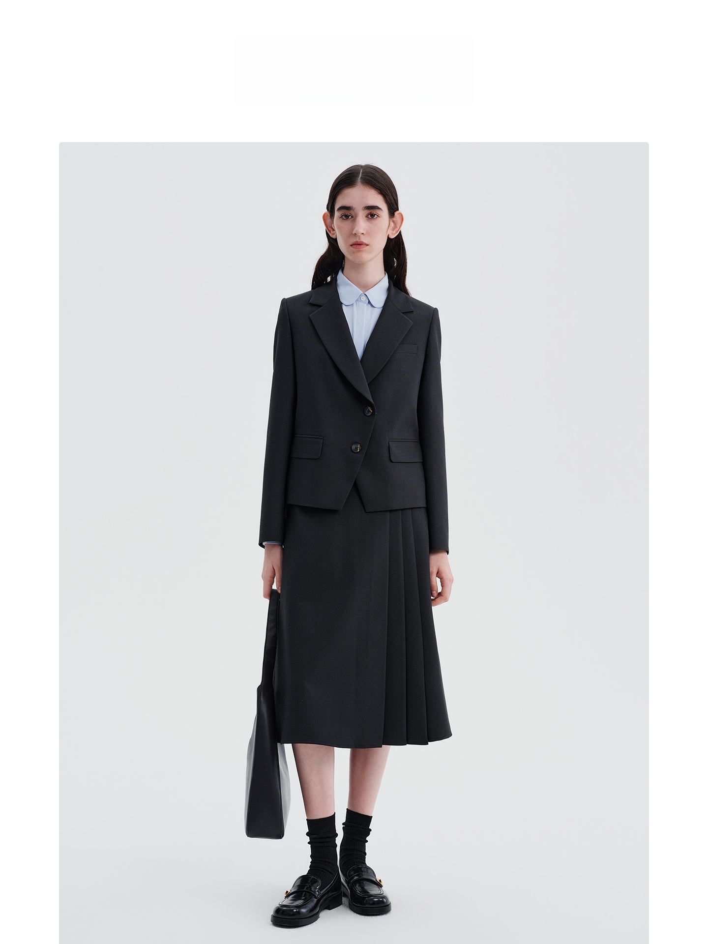 Women Formal Wear Interview - Deep Grey Suit Jacket And Half