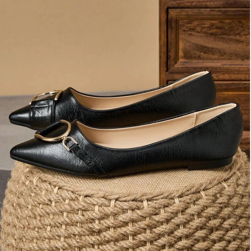 Formal Women Daily Wear Shoes - Elegant Women’s Black Pointed Toe Flats