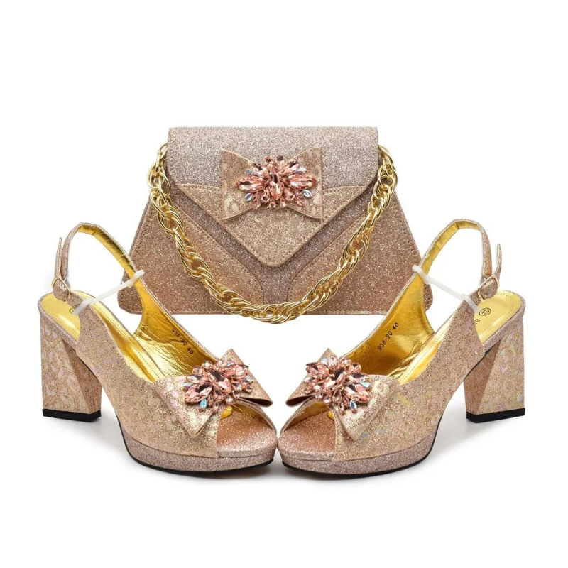 Formal Women Daily Wear Shoes - shoe and bag matching fabric with