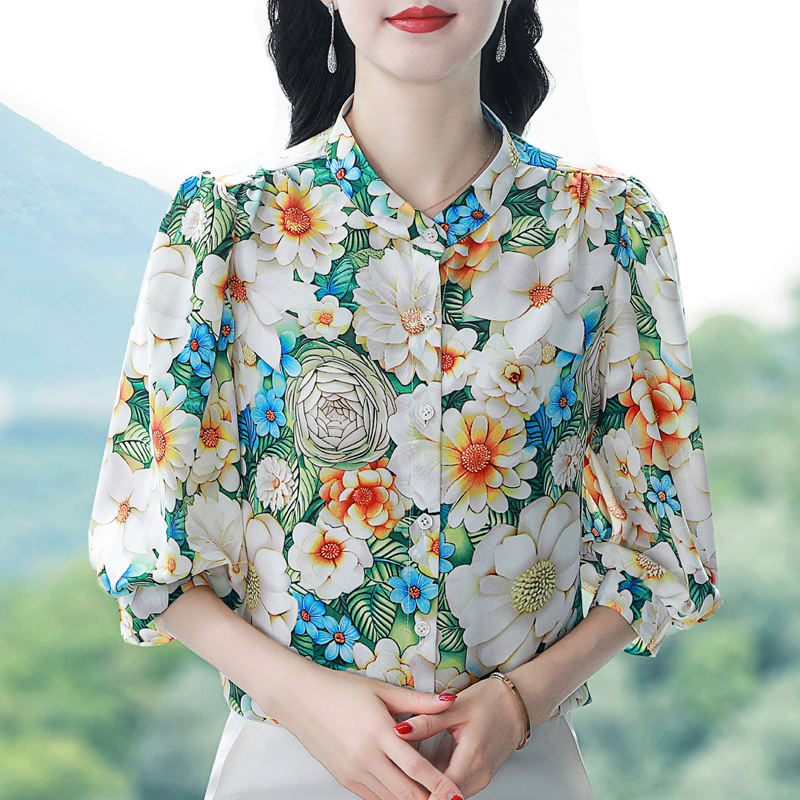 Elegant Fashion Chiffon shirt  - Silk Blouse Button ulasan dan harga