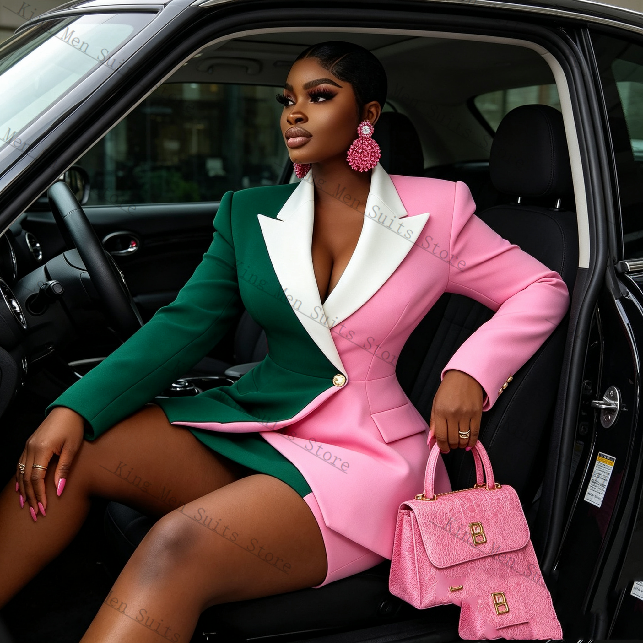 Pink Green Women Suit Skirt Se - Women Formal Wear With Skirt ulasan dan harga