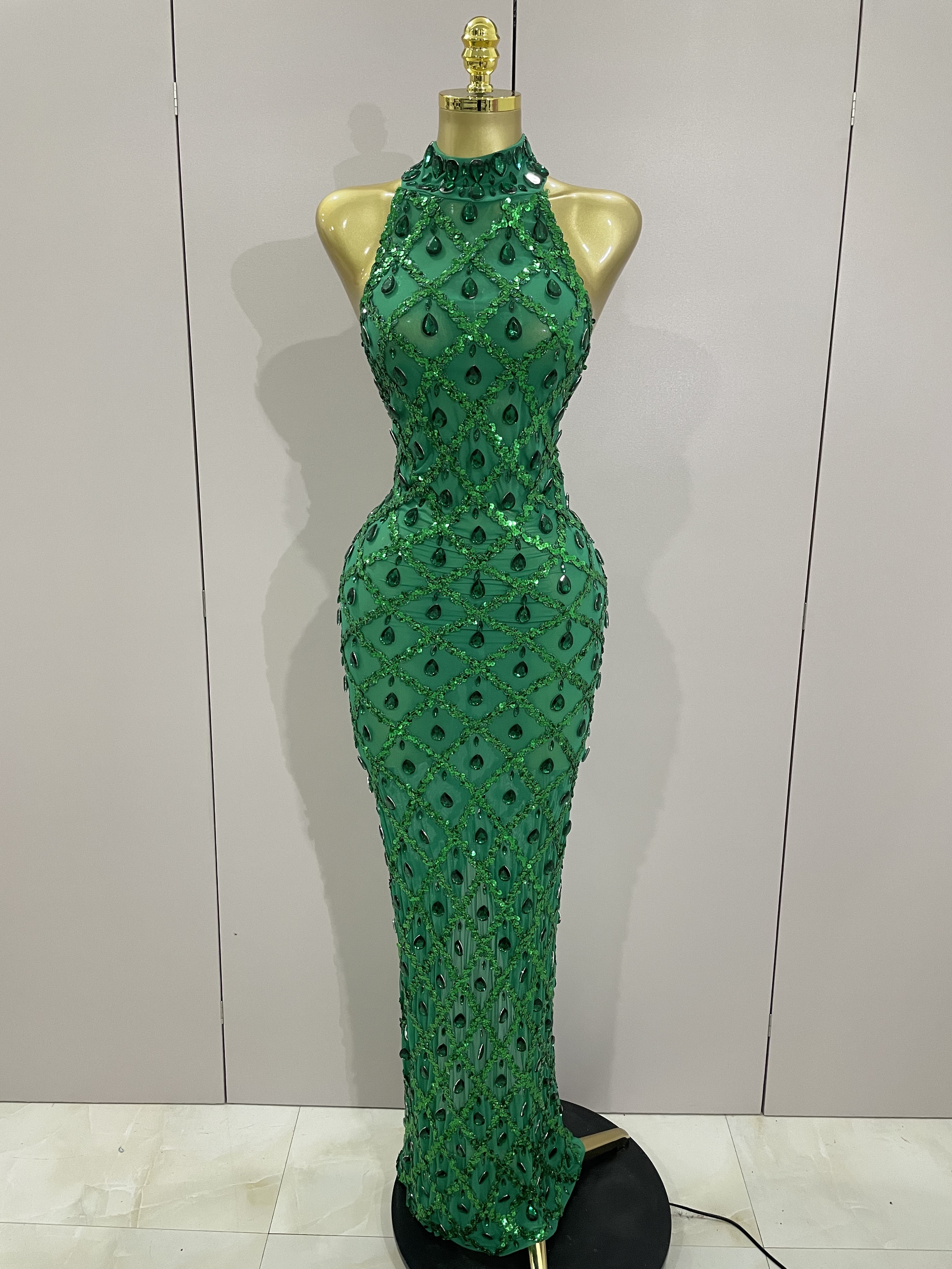 2025 New Shiny Diamond Sequins - Women'S Green Formal Wear ulasan dan harga