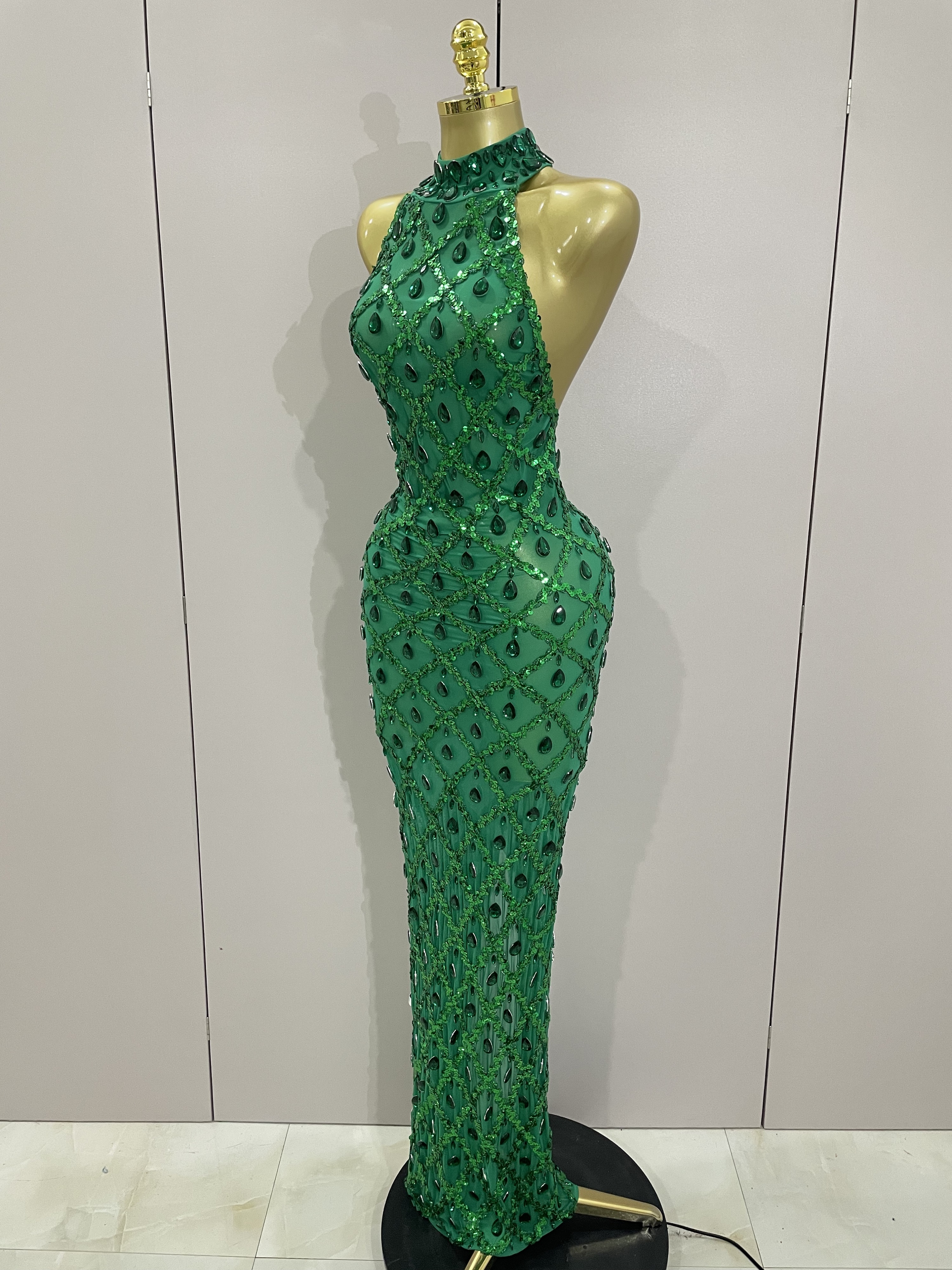 2025 New Shiny Diamond Sequins - Women'S Green Formal Wear ulasan dan harga