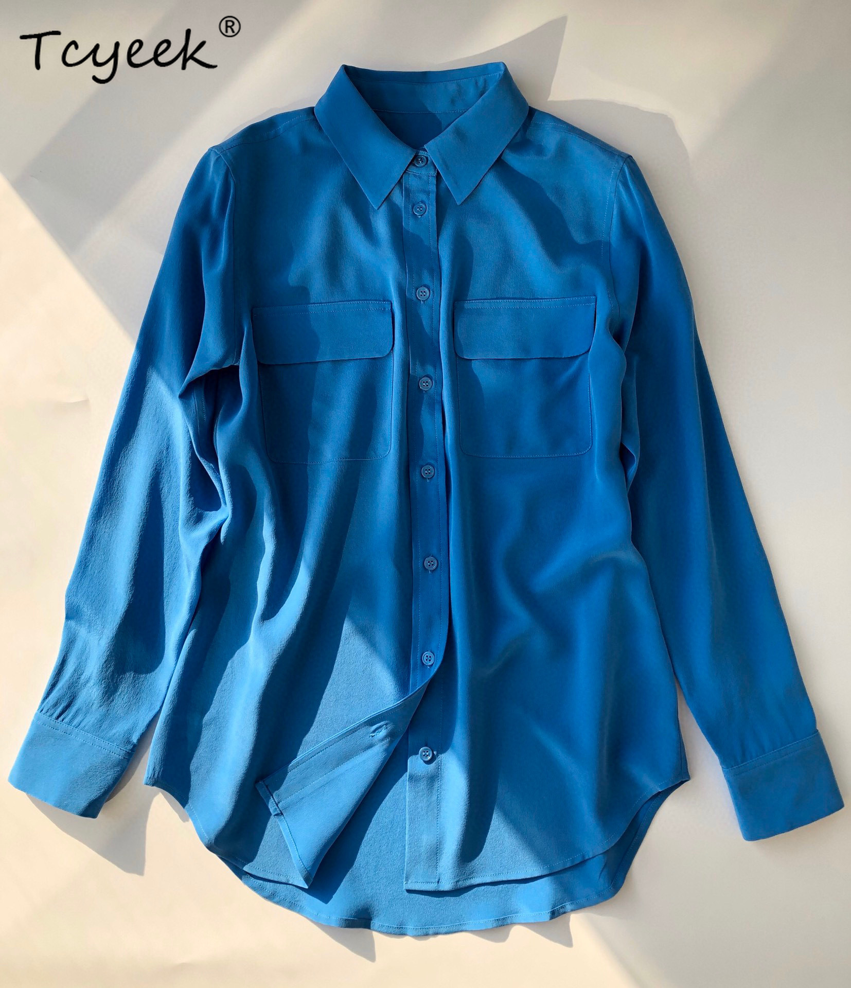 Tcyeek 18Mm 100%Real Sandwash  - Silk Blouse Button ulasan dan harga