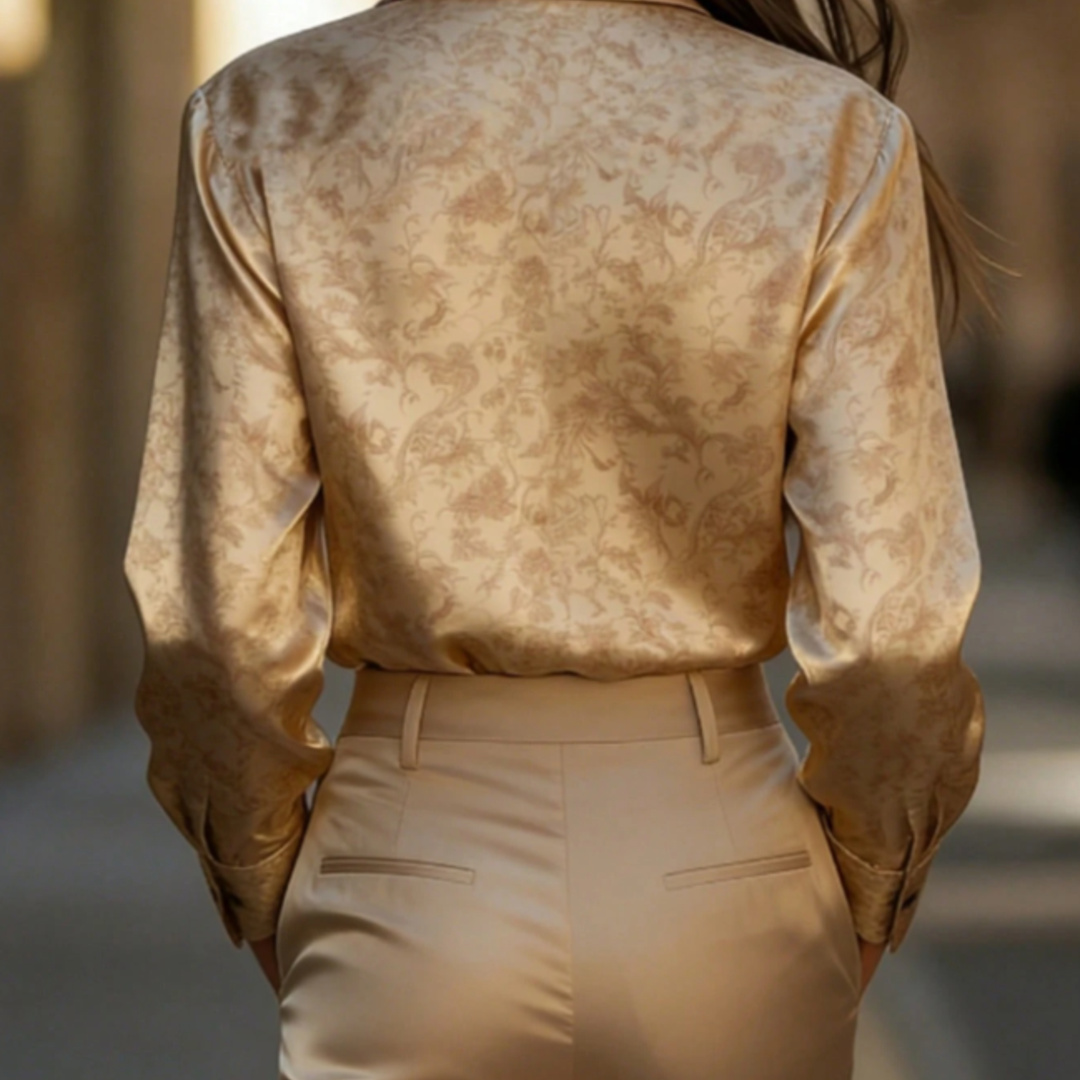 Women Vintage Floral Satin Shi - Silk Blouse Button ulasan dan harga