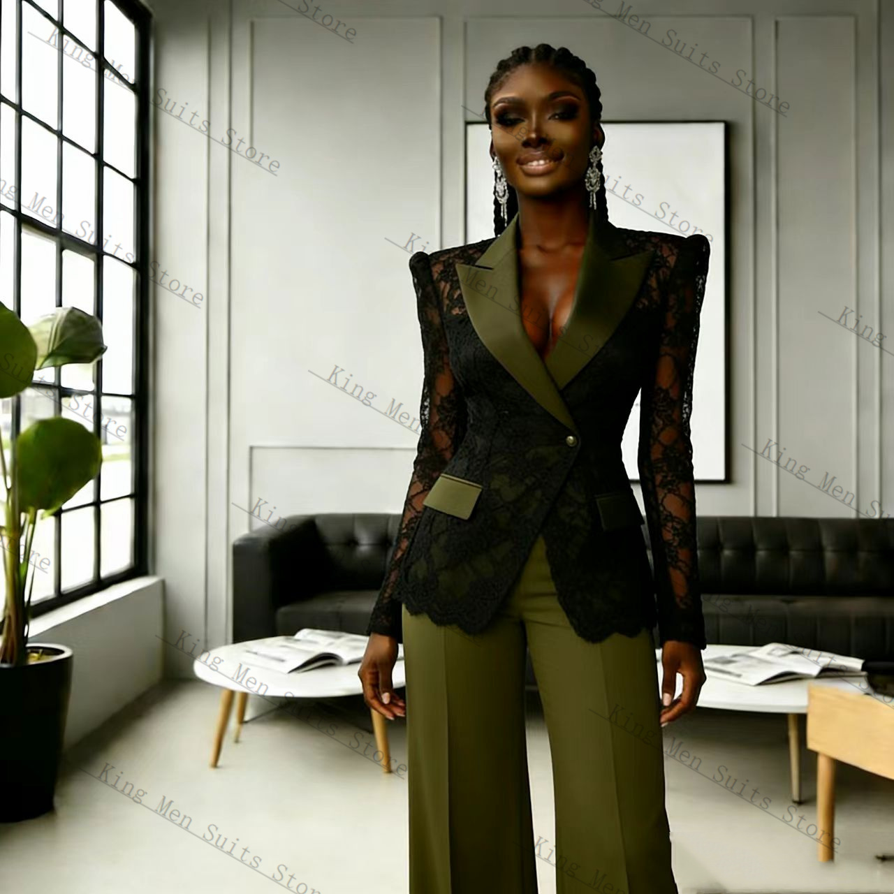 Green Black Lace Women Suit Se - Women'S Green Formal Wear ulasan dan harga