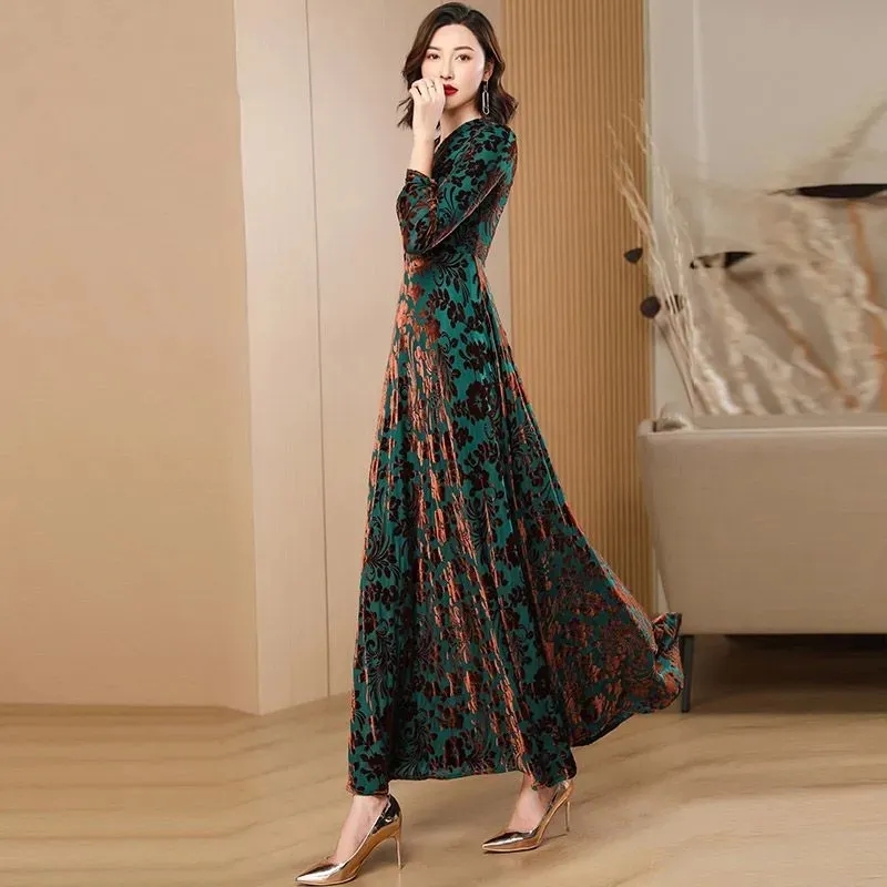 Spring Autumn New Gold Velvet  - Women'S Green Formal Wear ulasan dan harga