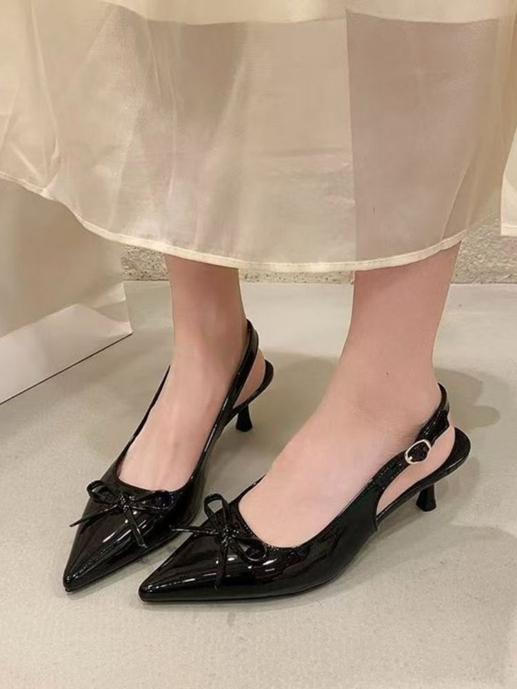 Women Patent Leather Bow Point - Formal Women Daily Wear Shoes ulasan dan harga