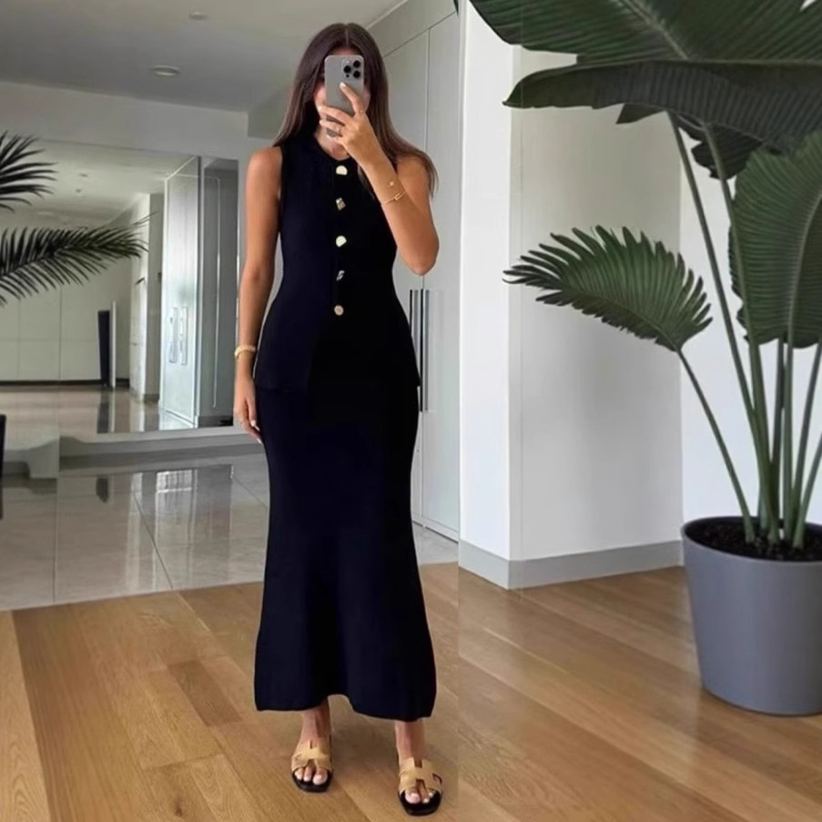 Round-neck Single-breasted Sle - Women Formal Wear With Skirt ulasan dan harga
