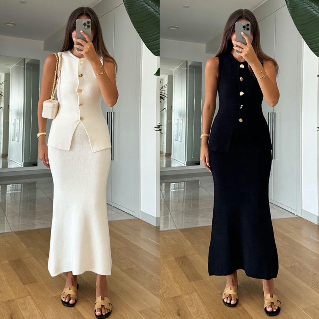 Round-neck Single-breasted Sle - Women Formal Wear With Skirt ulasan dan harga