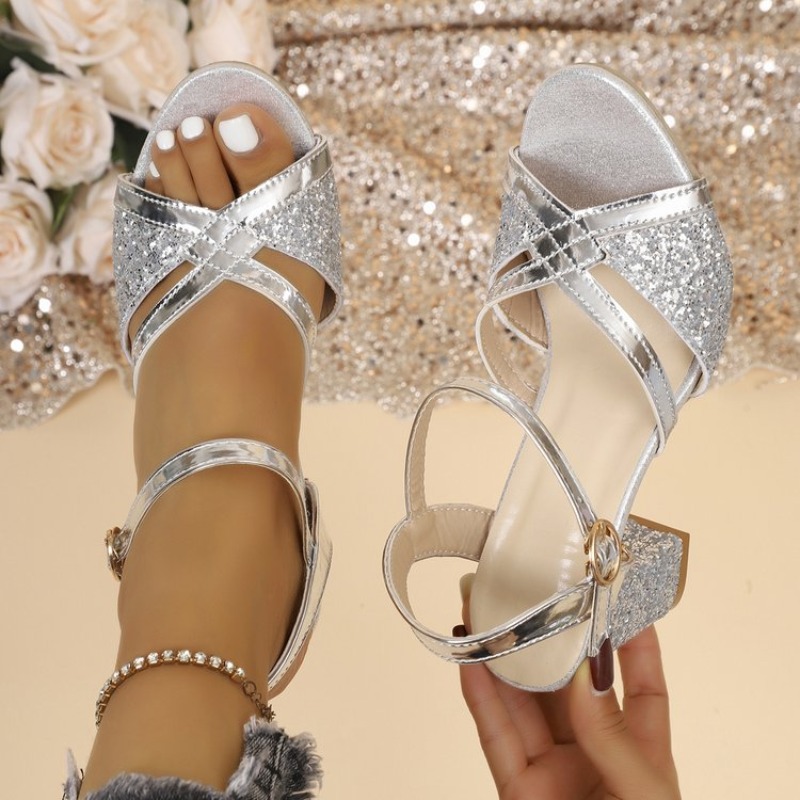 Women Block Heels Sandals Gold - Women Formal Wear For Wedding ulasan dan harga