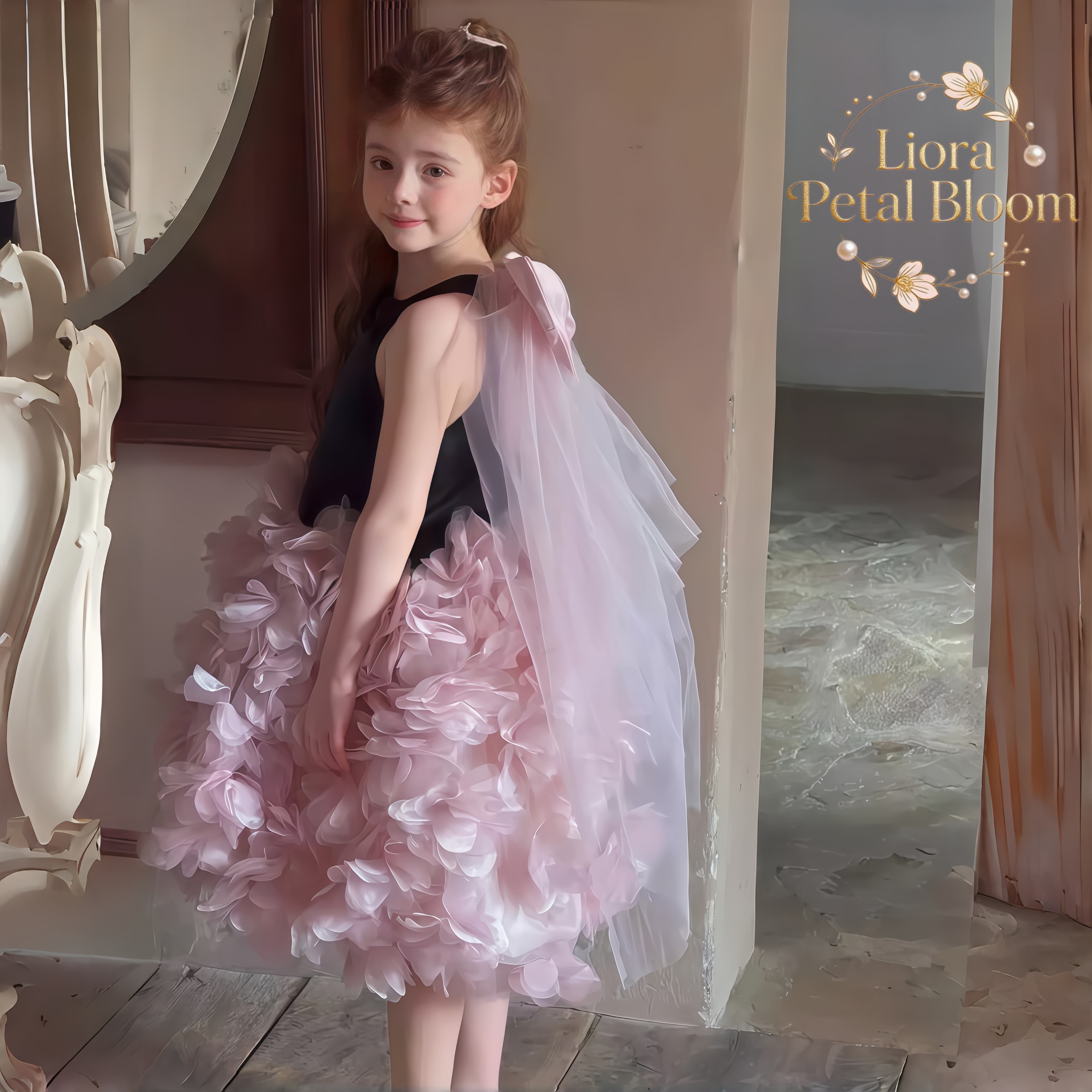 Girls' Black Floral Tulle Dres - Formal Attire Woman ulasan dan harga