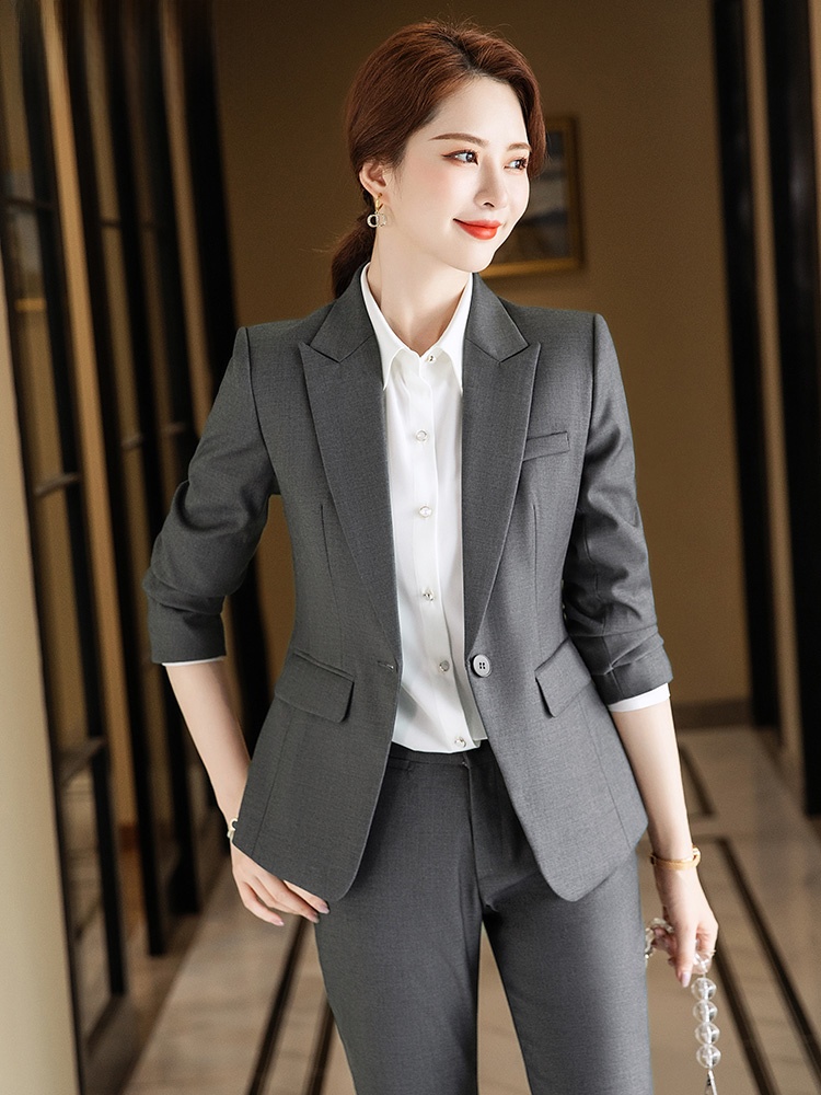 Gray Suit Set for Women Spring - Women Formal Wear Interview ulasan dan harga
