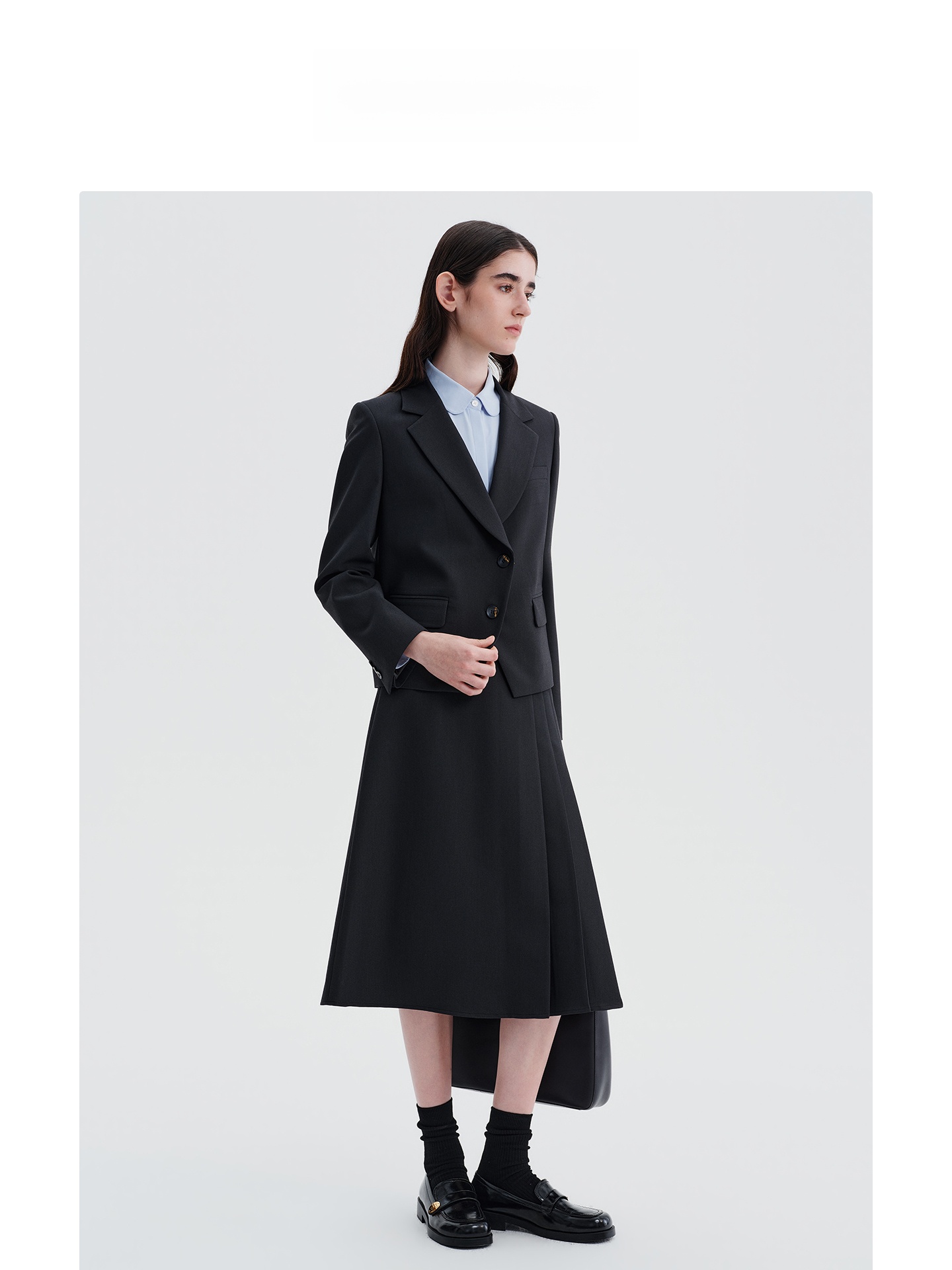 Deep Grey Suit Jacket And Half - Women Formal Wear Interview ulasan dan harga
